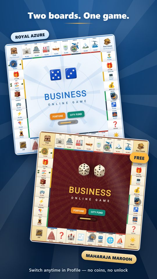 Two royal boards — Royal Azure and Maharaja Maroon, switch free.